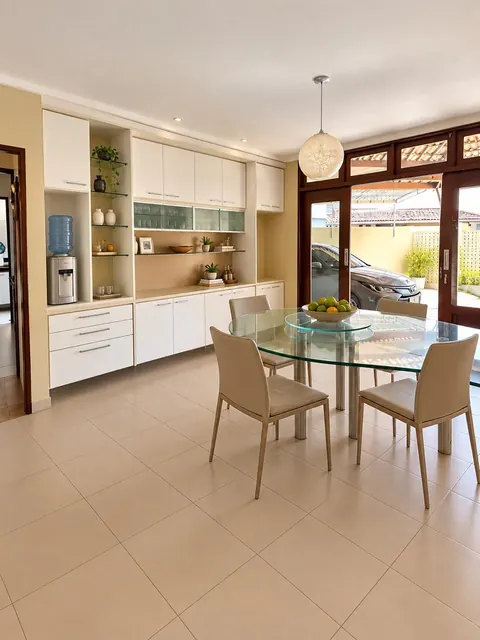 Sala de jantar e integração com a sala de estar