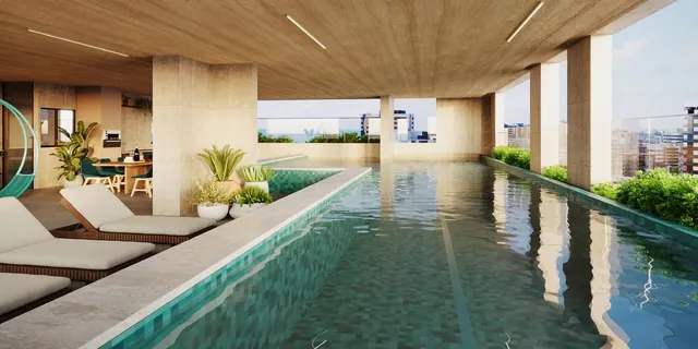 Piscina aquecida com deck